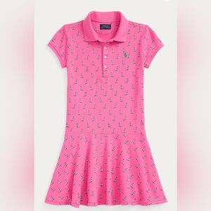 Girls Polo Ralph Lauren Pink Sailboat Print Dress Size 7